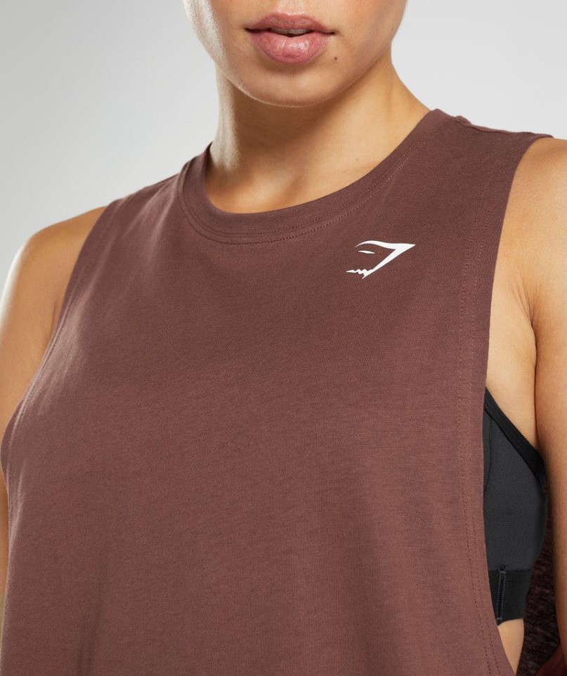 Women's Gymshark Training Drop Arm Tanks Dark Brown | NZ 3QJUPT